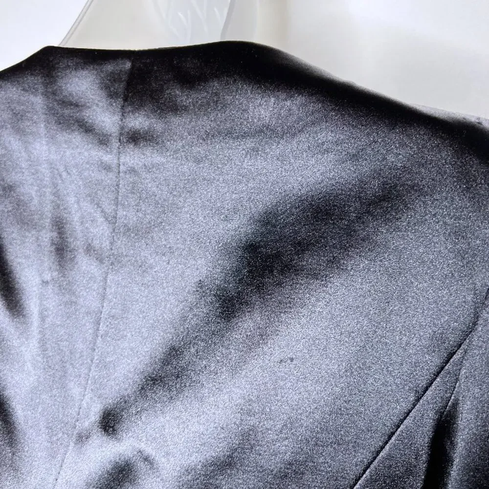 Vintage Tadashi Black Satin Eveningwear Blazer XS